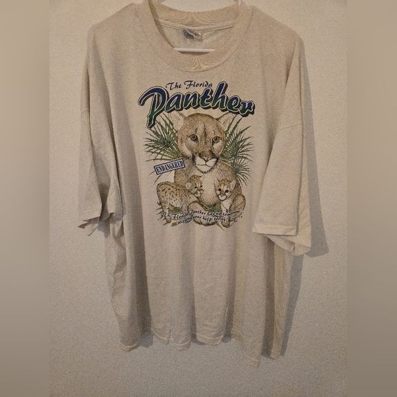 Vintage Florida Panther Hanes Heavyweight T Shirt Mens Size XXXL Endangered Big - Picture 1 of 1